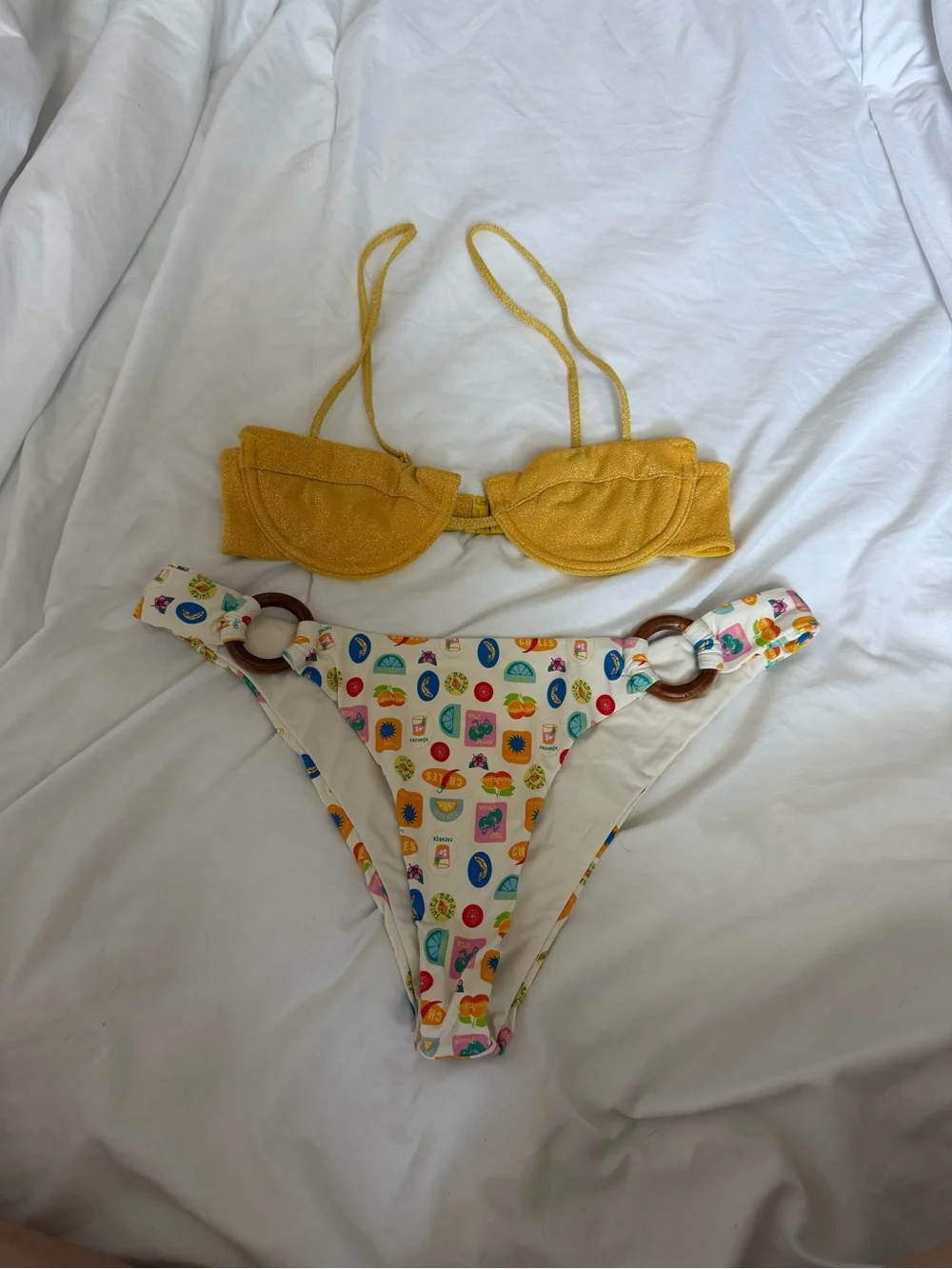 triangl swimwear Yellow Women's Jeans-Style Bikini Top